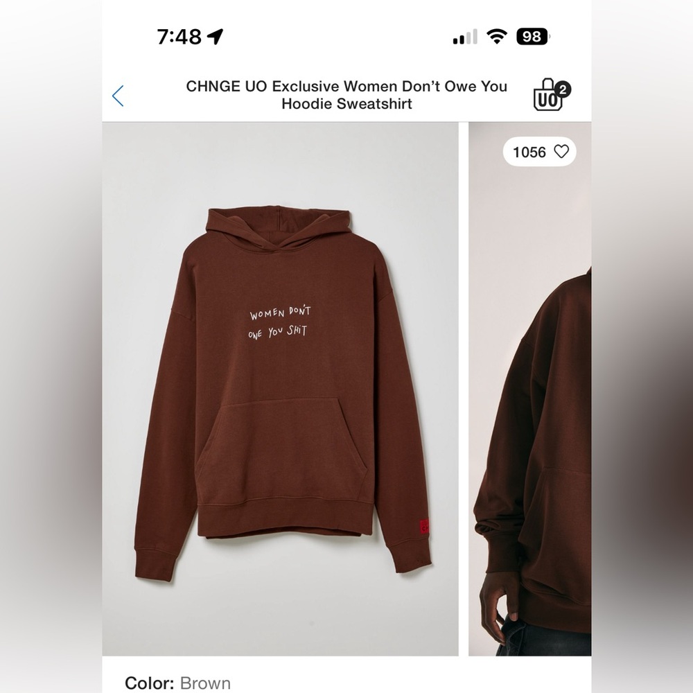 CHNGE Dark Brown Hoodie with Statement Text